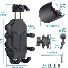 Resim Dancemonkey Siyah Motosiklet Telefon Tutucu: 1cm Ayna Çapına Uyumlu, Alüminyum Alaşım Ve Naylon Malzeme Siyah Siyah 