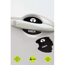 Resim Kocamın Tasarımı Tata Indica Için Karbon Çizik Önleyici Özel Tasarım Şık Kapı Içi Folyo Seti Indica Yazılı 