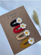 Resim MinnieKids Kız Çocuk Bebek 4 Lü Örgü Çıtçıt Toka Seti 