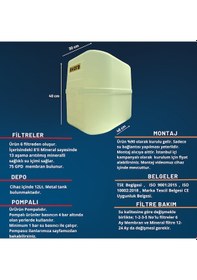 Resim 13 Aşamalı 12 Litre Kapalı Kasa Pompalı Su Arıtma Cihazı - Beyaz 