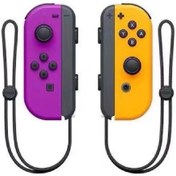 Resim Maiyame Nintendo Switch Joycon Kablosuz Bluetooth Gamepad Sol/sağ Kol Uzaktan Uyandırma El Kayışı Mor-turuncu + Askı Çifti 