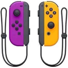 Resim Maiyame Nintendo Switch Joycon Kablosuz Bluetooth Gamepad Sol/sağ Kol Uzaktan Uyandırma El Kayışı Mor-turuncu + Askı Çifti 