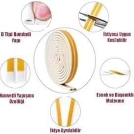 Resim Asseds Store 2'li Kauçuk Kapı ve Pencere Izolasyon Bandı/fitili Çiftli 5x2 10 Metre Kahve Renk 