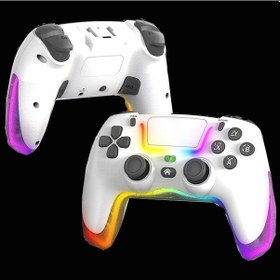 Resim Ps4 İçin Göz Kamaştırıcı Renkli Işık Kablosuz Bluetooth Kavrama Beyaz 