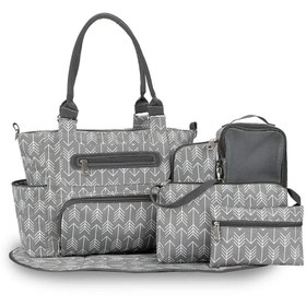 Resim Kancalı Bebek Çantası 6'lı Set, Yalıtımlı Şişe Çantası, Alt Değiştirme Pedi ve Bebek Arabası Kayışlı 