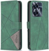 Resim Cbtx Realme Uyumlu C55 Manyetik Toka Rhombus Doku Deri Telefon Kılıfı İçin 