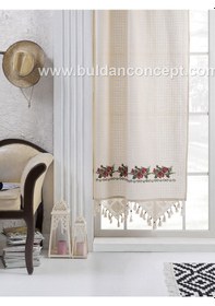 Resim Buldan Kırmızı Kaneviceli Perde Ekru 