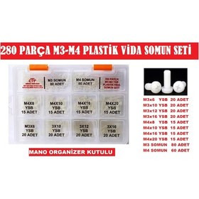 Resim M3-M4 PLASTİK POLYAMİD VİDA-SOMUN SETİ 280 PARÇA 
