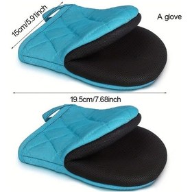 Resim Elmpaly Mavi Çok Katmanlı Silikon Mutfak Eldiveni - Isıya Dayanıklı Pişirme Ve Fırıncılık 