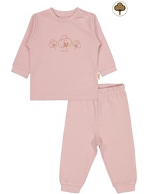 Resim Civil Baby Organic Pamuklu Omuzdan Patlı 1-9 Ay Pijama Takımı - Pembe 3-6 Ay 