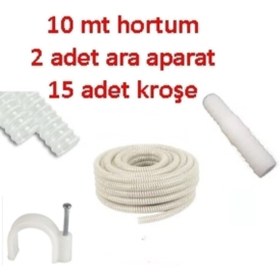 Resim H&G ETİCARET Topalak Boya Hırdavat Klima Su Tahliye Hortumu 10 Metre 2 Ek Parça 15 Adet Kroşe 