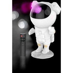 Resim Techno Stock Astronot Bluetooth Hoparlör Gökyüzü Projektör Gece Lambası 