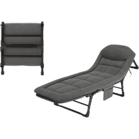 Resim Sunup SN-24922 Taşınabilir Ayarlanabilir 5 Kademe Sünger Kamp Yatak Şezlong (Koyu Gri) 