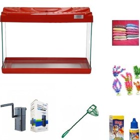 Resim Kanki Pet 30 Cm Akvaryum Hazır Set 3018 Kırmızı 