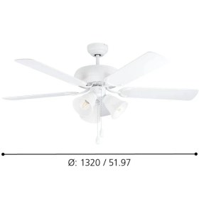 Resim Eglo 35076 "las Palmas" 132 cm Çapında Çelik Tavan Vantilatörü Çekme Ipli Ac Motor 