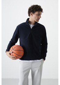 Resim Tommy Life Lacivert Yarım Fermuarlı Sweatshirt Slim Fit Dik Yaka Erkek Polar - 87891 Lacivert 