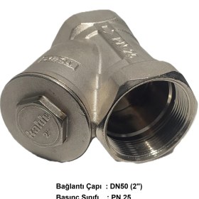 Resim Kalde 2" Sarı / Krom Pislik Tutucu Su Filtresi DN50 - Threaded Strainer 