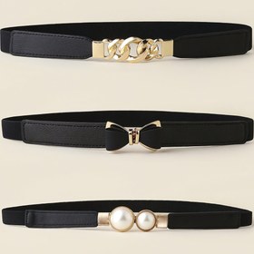 Resim 3 Adet Kadınlar İçin Basit, Moda ve Çok Yönlü Lastik Bel, Zincir Püskül Anti-Ince Lastik Bant, Rüzgarlık, Elbise, Sweater, Ceket Mizaç Alaşım Kaplin Kemeri, Günlük Giyim İçin Uygun, Hediye Olarak 