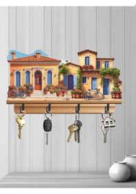 Resim 30 X 16 Cm 2d Metal Kancalı Ahşap Dört Uv Baskılı Mdf Duvar Askılığı Anahtarlık Çok Renkli 