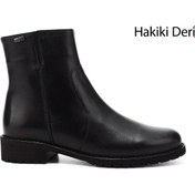 Resim GÖNDERİ(R) Kadın / Kız Siyah Fermuarlı Kauçuk Taban Hakiki Deri Bot 