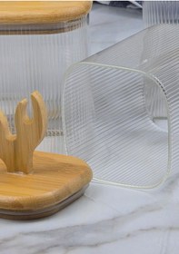 Resim Hometarz Boynuz Şekilli Cam Kavanoz Seti - Borosilikat Cam Kavanoz Takımı - 4'lü Set Bambu 