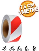 Resim Badem10 Reflektörlü Araç Oto Dış Aksesuar Reflektif Fosforlu Şerit Bant 7.5 Cm 1 Mt Ikaz Bandı Kırmızı Beyaz 