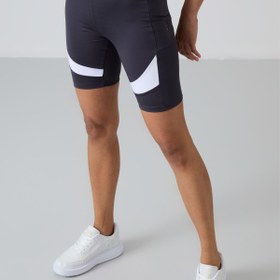 Resim TOMMYLIFE Antrasit Polyester Esnek Standart Fit Performans Kadın Biker Tayt - 91012 