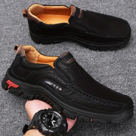 Resim Erkekler için kayma önleyici eski okul tarzı sağlam ve rahat dış mekan yürüyüşü, iş seyahati ve tüm mevsimler için uygun sürüme hazır ayakkabılar 