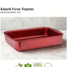 Resim 22x30 Cm Granit Köşeli Tepsi - Kırmızı Kırmızı 