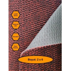 Resim Bordo Mısır Patlağı Desenli Sentetik Halı, Kaydırmaz Tabanlı Zemin Kaplama Ürünü, 2x6 Metre 
