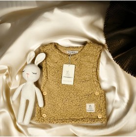 Resim Fox&Sky Bebek Bej Peluş Yelek - Kahverengi Etiketli 