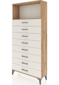 Resim Arges Dolap Tek Raflı 8 Çekmeceli 88x30x182 Çam-aytaşı Atlas Çam 
