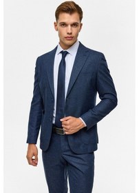Resim Süvari Lacivert Slim Desenli Mono Yaka 6 Drop Takım Elbise-38749 Lacivert 