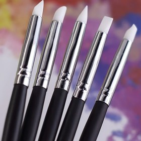 Resim 5 Adet Silikon Kauçuk Uçlu Boya Fırçası Seti Suluboya, Yağlı Boya, Polimer Kil Heykelciliği, Modelleme Araçları, Sanat Malzemeleri - Kokusuz, Dayanıklı Araçlar ve Aksesuarlar 