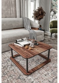 Resim Hole Masivo Orta Sehpa 70x70 Kare Madran Ceviz Ceviz 