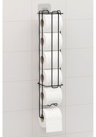 Resim Zabata Yapışkanlı Tuvalet Kağıtlığı Şarjörü Wc Kağıtlık Yedekli Metal Tuvalet Kağıdı Tutacağı Askısı Siyah 
