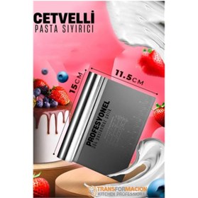 Resim MKR HSNET Pasta Spatulası - Profesyonel Hamur Sıyırıcı - Ölçü Cetvelli Pasta Hamur Spatulası 