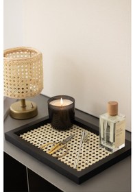 Resim Rattan Hazeran Tepsi Siyah Dikdörtgen %100 Doğal Hazeran M016 