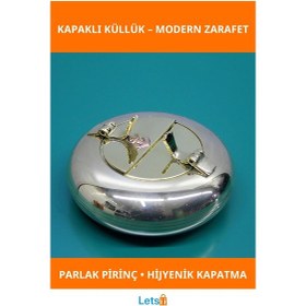 Resim Şık Pirinç Kapaklı Küllük Dekoratif Ve Hijyenik Kullanım 