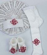 Resim Modakids Kız Bebek Kırmızı 3 Lü Hediyelik Çorap Bandana Ayakkabı Set 