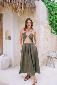 Resim Say No More Basic Dress Khaki - Haki 
