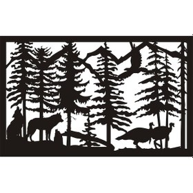 Resim Kurtlar Hindiler Ve Orman Temalı Oto Motor Laptop Duvar Folyo Sticker 10x6 Cm 