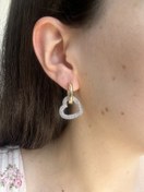 Resim Taşlı Kalp Halka Küpe 