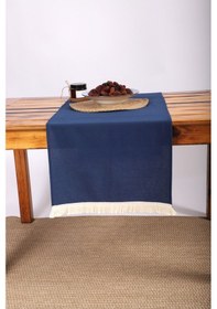 Resim Dnc Home Tekstil Ndchome Premium Keten Püsküllü Runner Masa Örtüsü Lacivert 45 x 150 