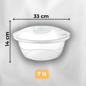 Resim 2'li Şeffaf Kapaklı Leğen Seti 4,5 Lt ve 7 Lt Leğen Seti Saklama Kabı 