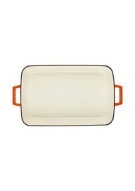 Resim Lava Döküm Dikdörtgen Rosto Ve Fırın Tepsisi Ölçü 26x40cm. Döküm Demir Yekpare Çift Kulplu Edition Serisi - Turuncu Turuncu 