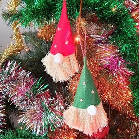 Resim Dafniart 2 Li Yılbaşı Şans Cücesi Gnome Ağaç Süsü 15 cm Beyaz,Kırmızı,Yeşil Beyaz,Kırmızı,Yeşil 15 cm 