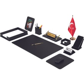 Resim Makroofis Dora Sümen Takımı 12 parça Siyah Masa Bayraklı (Gold Aksesuarlı) 