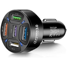 Resim Fastbuy Qc3.0 5 Port Çıkışlı Çoklu Usb Araç İçi Çakmaklık Hızlı Şarj Cihazı 