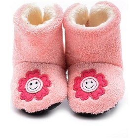 Resim Fuşya Papatya Nakışlı Kürklü Ev Botu-f-825 Fuşya 